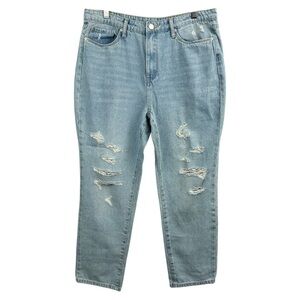 Blank NYC The Maddison Crop High Rise Blue Distressed Jeans Size 31